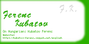 ferenc kubatov business card